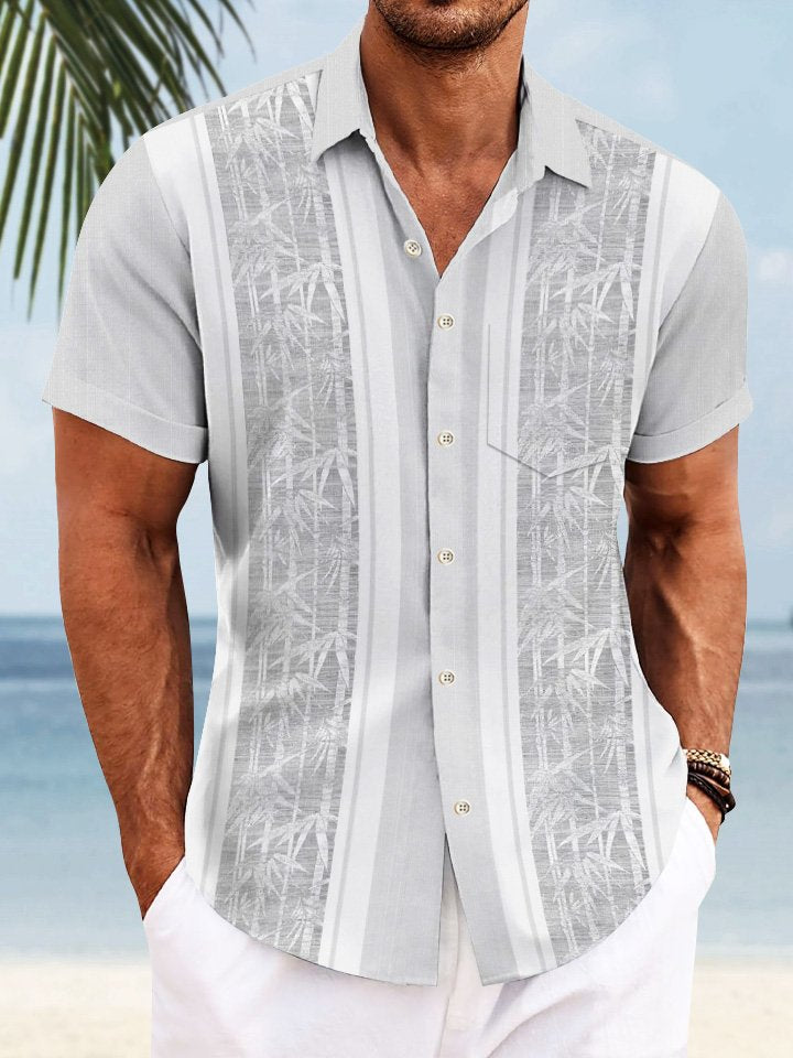 Camisa informal de manga corta para hombre, estilo años 50, con bolsillos y botones, estilo bolos, de Alohadaddy Plant Bamboo