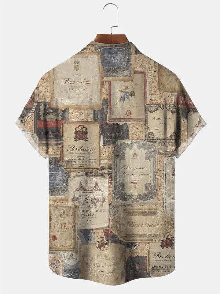Camisa informal de manga corta con botones y bolsillo para hombre, con estampado geométrico vintage de Alohadaddy