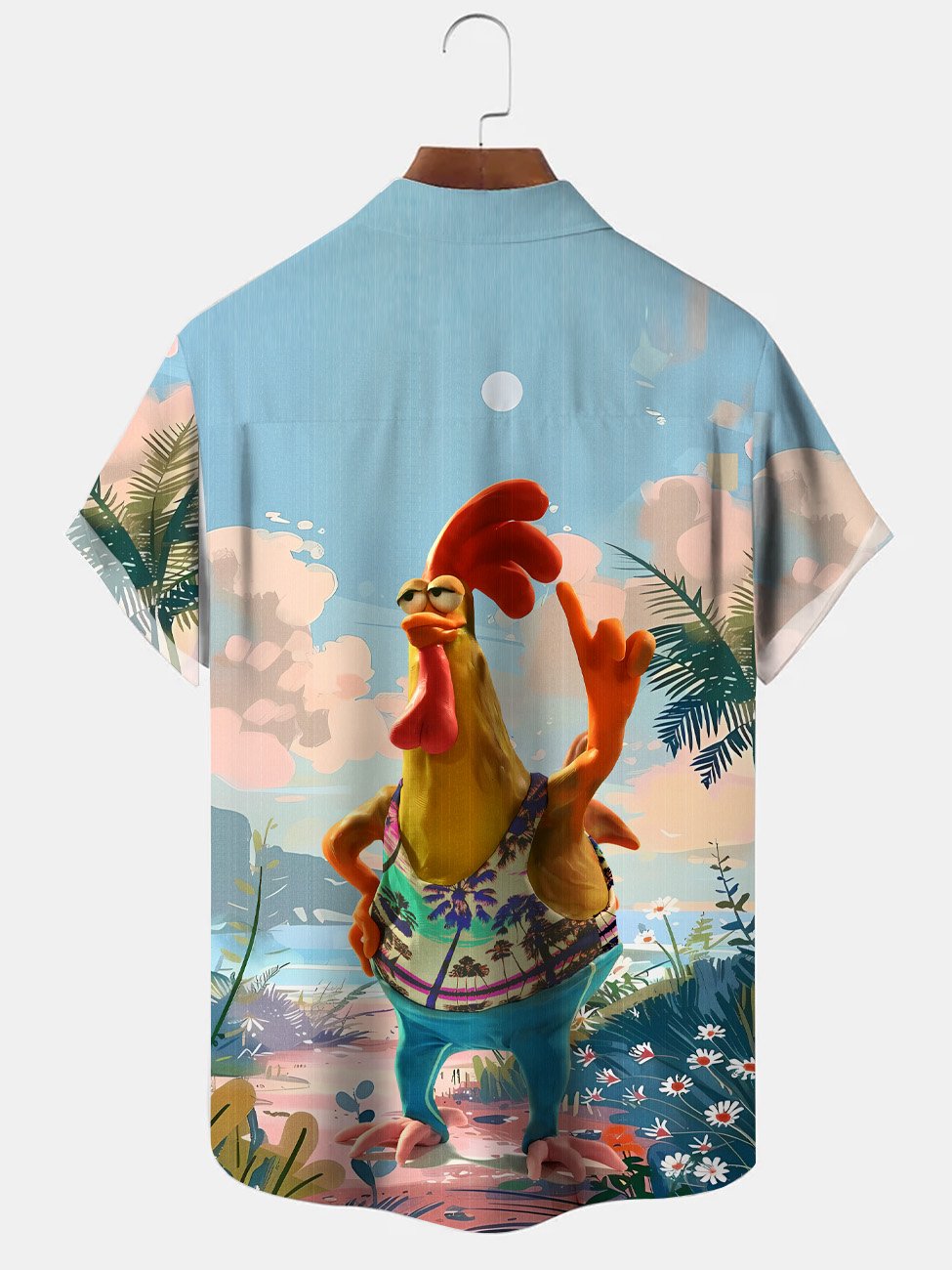 Camisa informal de manga corta con botones y bolsillo para vacaciones, para hombre, con diseño divertido de animales y gallo, de Alohadaddy Beach