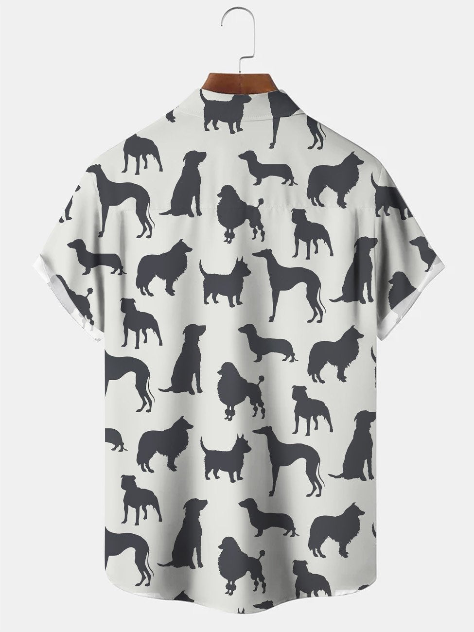 Camisa informal de manga corta con botones y bolsillo para vacaciones para hombre con diseño de perro Alohadaddy