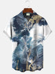 Alohadaddy Plant Leaves Men Pocket Button Casual Vacation Short Sleeve Shirt