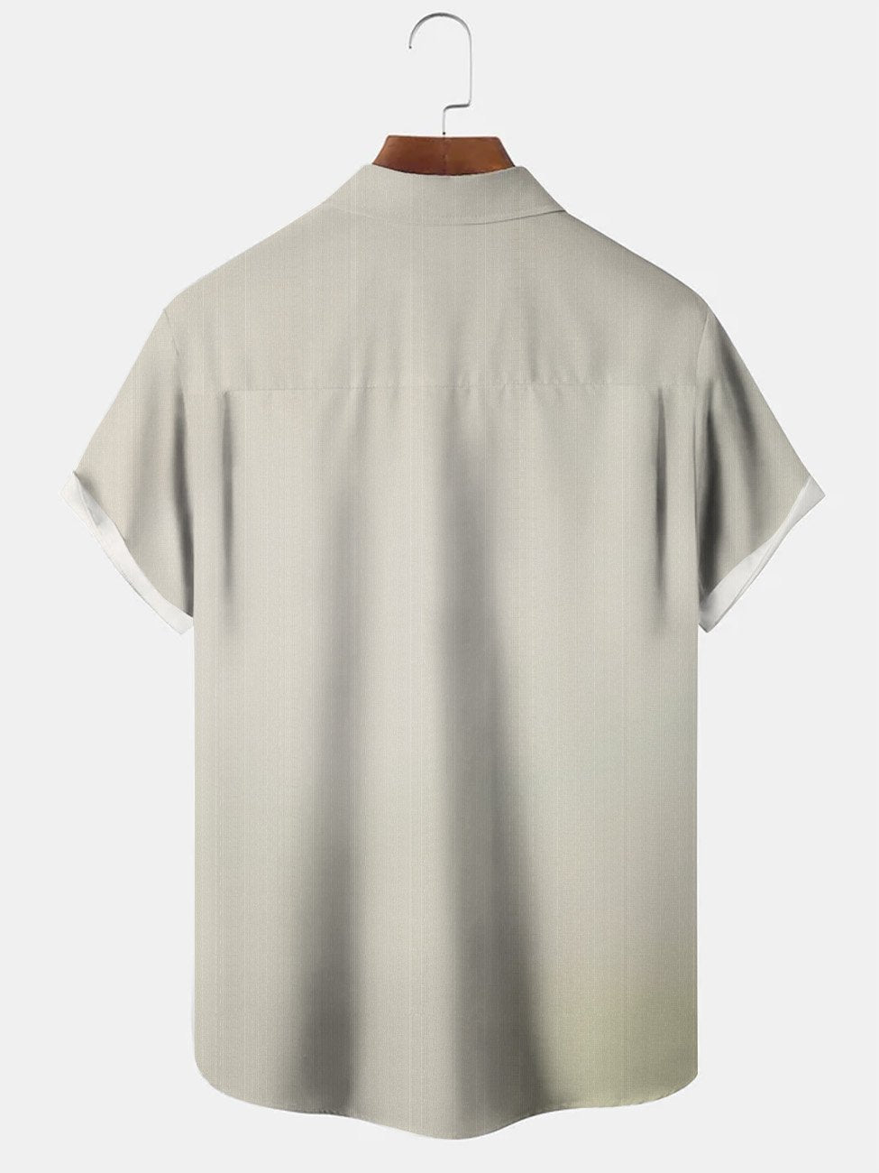 Camisa de manga corta para hombre estilo informal de los años 50 con botones y bolsillos de bambú con rayas geométricas y pintura de paisajes de Alohadaddy