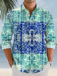 Camisa informal de manga larga con botones y bolsillo para hombre, estilo vintage, con estampado étnico Alohadaddy