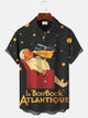 Alohadaddy Cartoon Character Beer Geometric Pattern Men Button Pocket Casual Short Sleeve Shirt