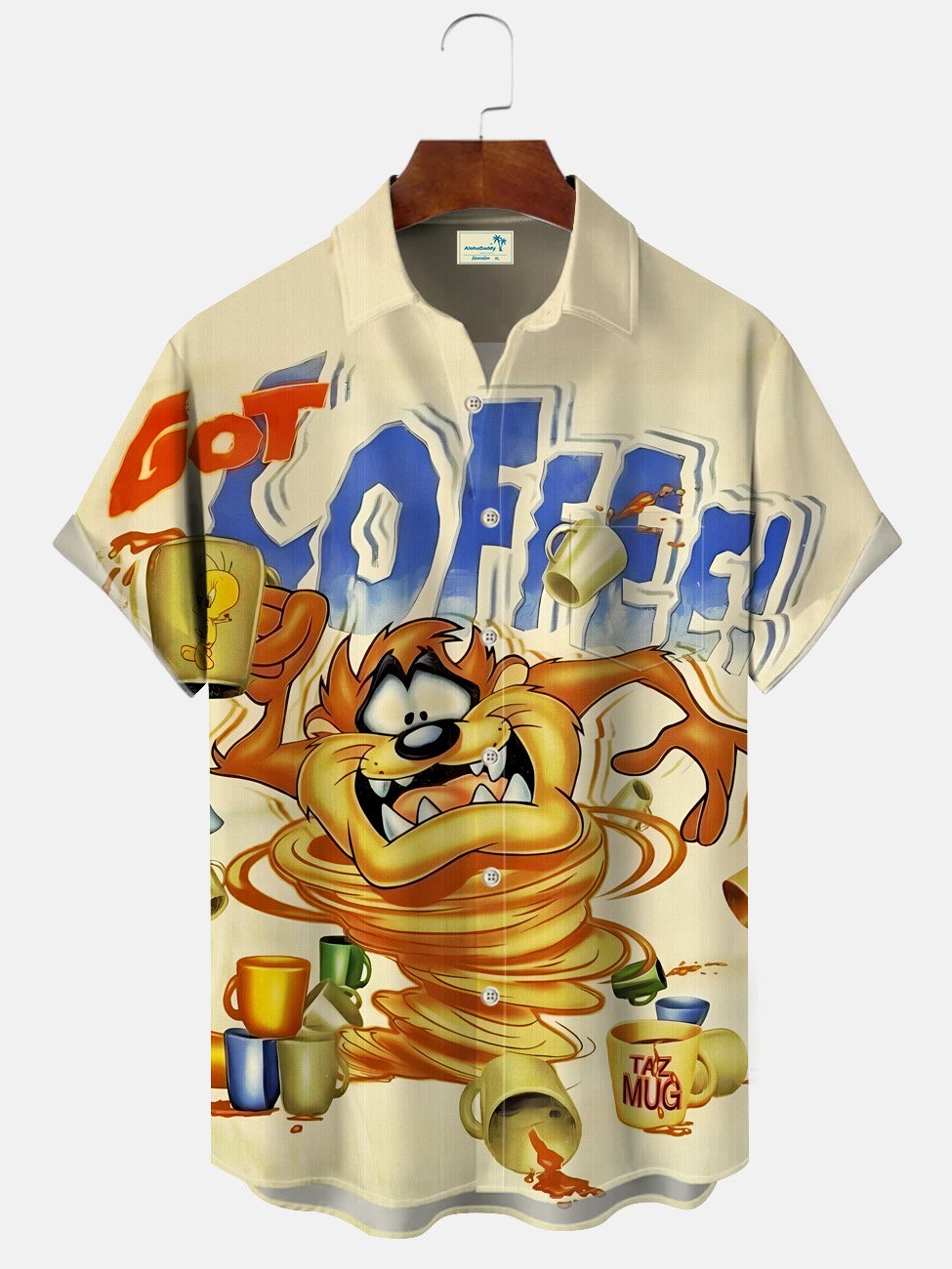 Chemise à manches courtes décontractée avec poche à boutons pour hommes Alohadaddy Coffee Funny Animals