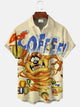 Alohadaddy Coffee Funny Animals Men Button Pocket Casual Short Sleeve Shirt
