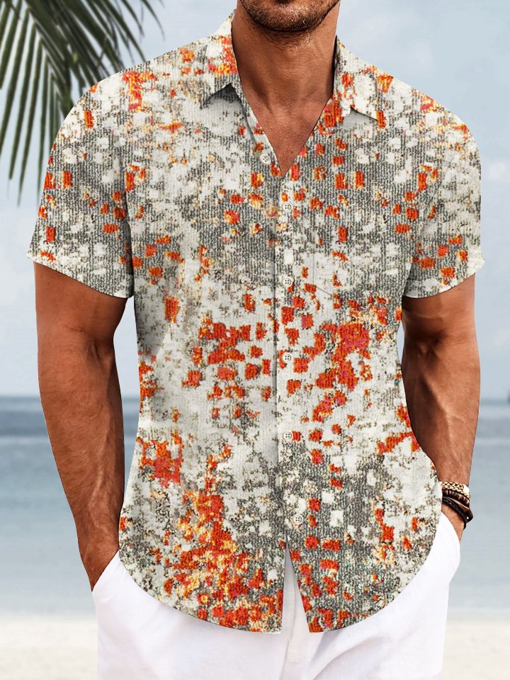 Chemise décontractée à manches courtes et poches boutonnées pour hommes à motif ethnique Alohadaddy