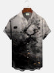 Alohadaddy Ethnic Ink Splash Plant Men's Pocket Button Casual Short Sleeve Shirt