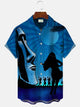 Alohadaddy Stone Statue Vacation Beach Coconut Tree Men Pocket Button Casual Short Sleeve Shirt