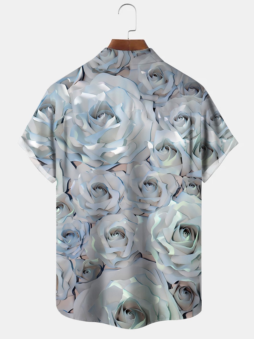 Alohadaddy Tech Sense Rose Men Pocket Button Casual Short Sleeve Shirt