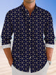 Camisa informal de manga larga con botones y bolsillo para hombre con diseño de lunares geométricos de Alohadaddy Tech