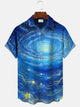 Alohadaddy Starry Sky Men's Button Pocket Casual Short Sleeve Shirt
