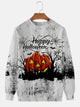 Alohadaddy Pumpkin Festival Halloween Retro Men's Crew Neck Pocket Casual Sweatshirt