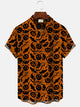 Alohadaddy Halloween Pumpkin Bat Men's Button Pocket Casual Short Sleeve Shirt