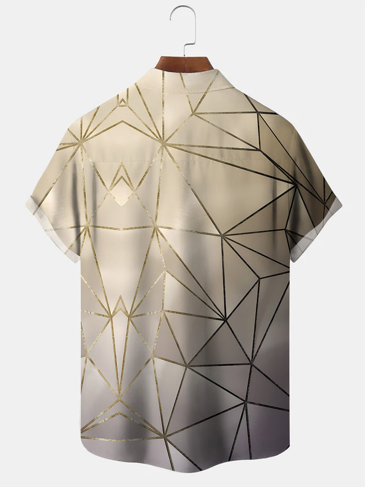 Camisa casual de manga corta con bolsillo y estampado geométrico 3D para hombre de Alohadaddy