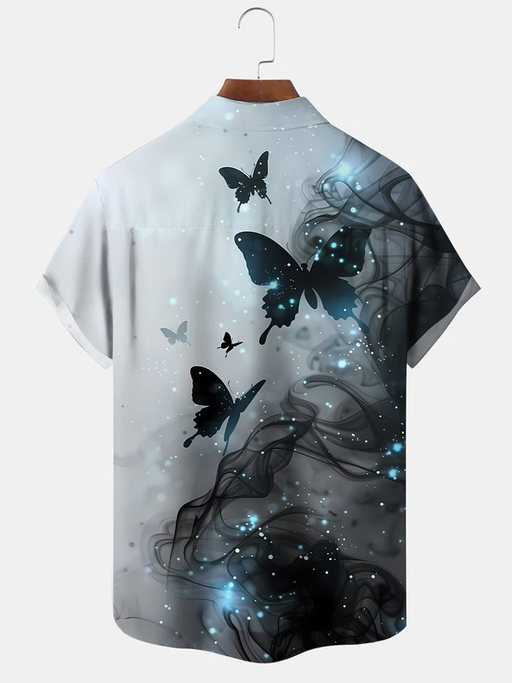 Chemise décontractée à manches courtes avec poche et boutons pour homme Alohadaddy avec dégradé de papillons et d&