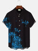 Alohadaddy Flower Geometric Pattern Men Button Pocket Casual Short Sleeve Shirt
