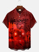 Alohadaddy Pumpkin Festival Halloween Men's Pocket Casual Short Sleeve Shirt