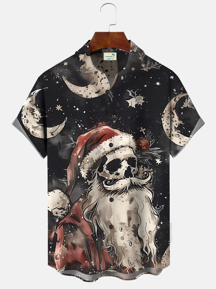 Camisa informal de manga corta con bolsillos y botones para hombre, de Alohadaddy, Papá Noel, para Halloween