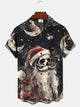 Alohadaddy Santa Claus Halloween Men's Button Pocket Casual Holiday Short Sleeve Shirt