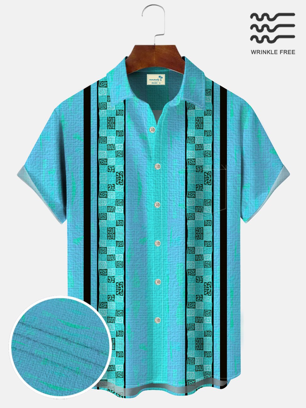 Chemise à manches courtes décontractée pour homme avec poche boutonnée et motif ethnique contrasté Alohadaddy