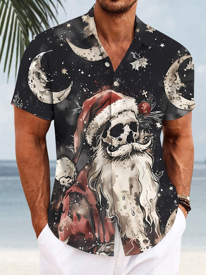 Camisa informal de manga corta con bolsillos y botones para hombre, de Alohadaddy, Papá Noel, para Halloween