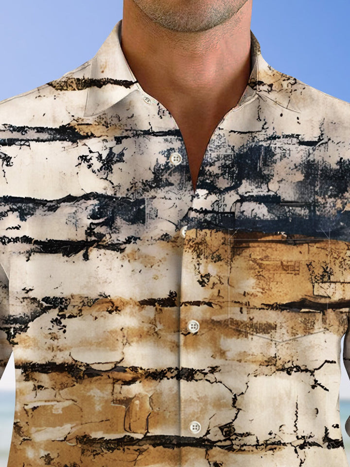 Alohadaddy Retro Pattern Halloween Button Pocket Casual Holiday Short Sleeve Shirt