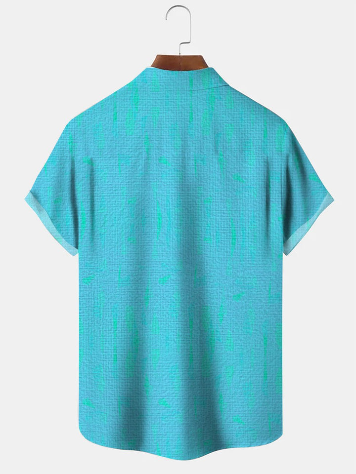 Chemise à manches courtes décontractée pour homme avec poche boutonnée et motif ethnique contrasté Alohadaddy