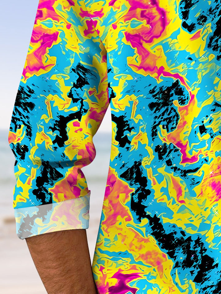 Alohadaddy Ethnic Pattern Contrast Color Men&