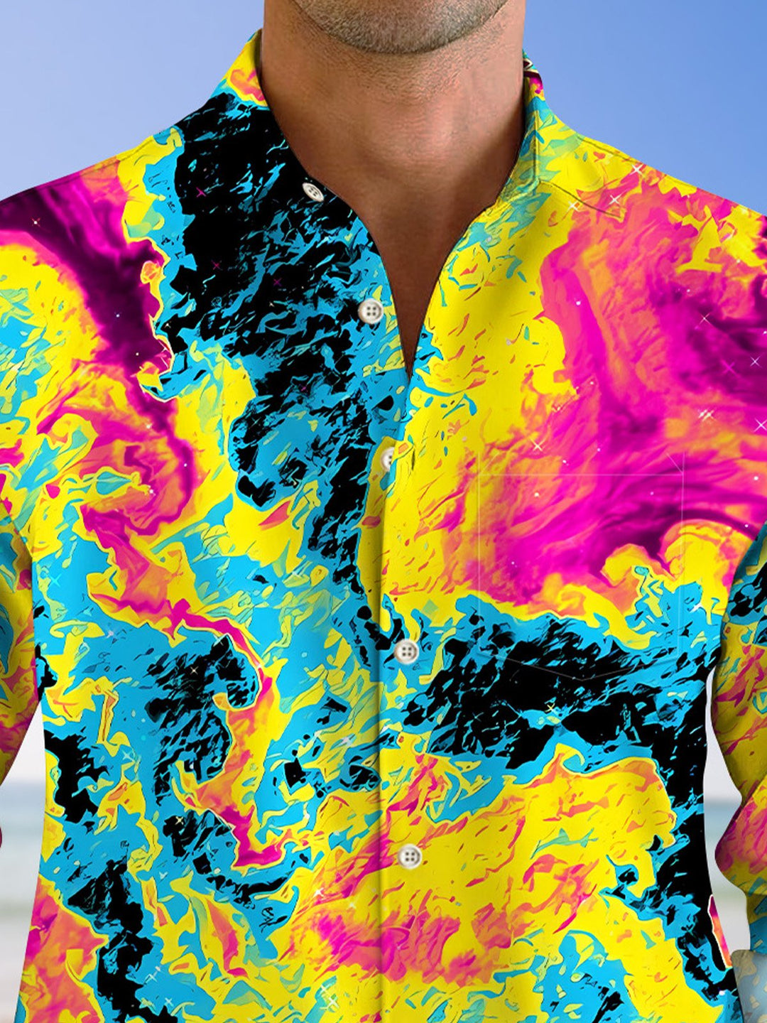 Alohadaddy Ethnic Pattern Contrast Color Men&