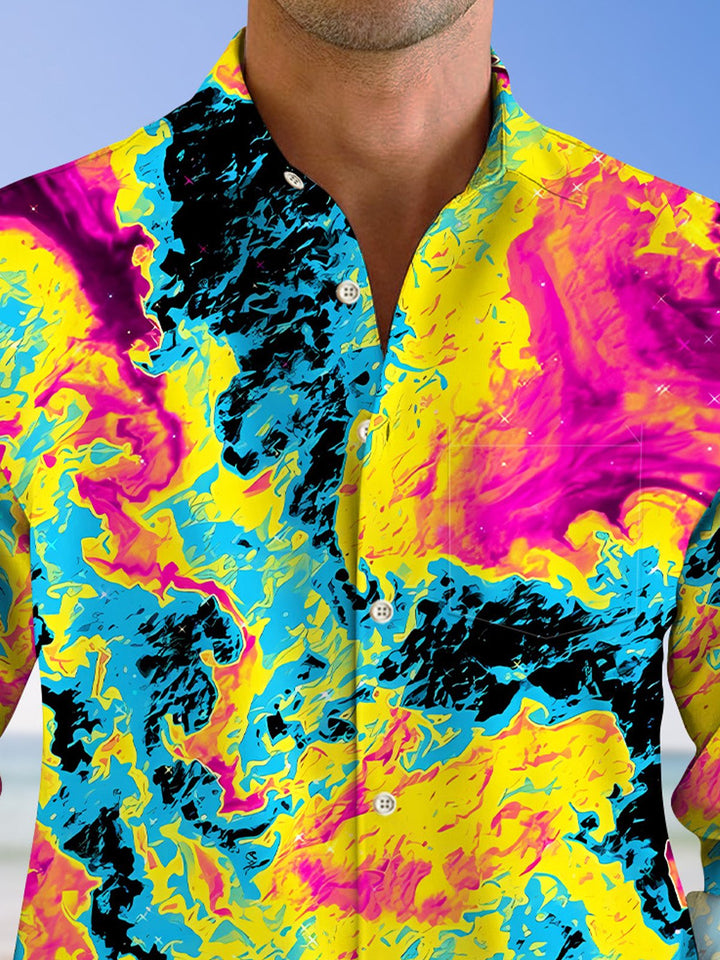 Alohadaddy Ethnic Pattern Contrast Color Men&