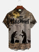 Alohadaddy Vintage Halloween Men's Button Pocket Casual Holiday Short Sleeve Shirt