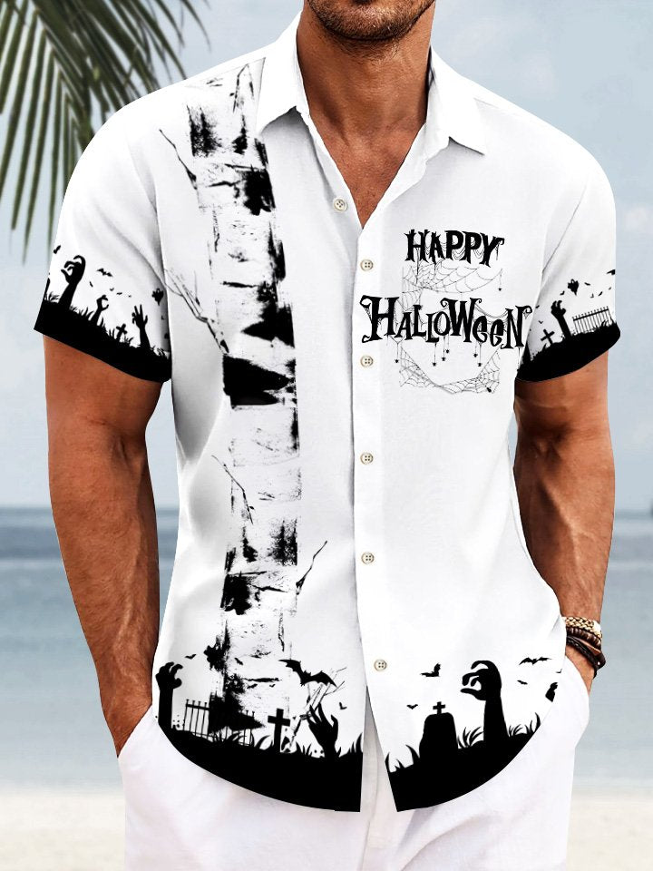 Camisa informal de manga corta con bolsillos y botones para Halloween de Alohadaddy