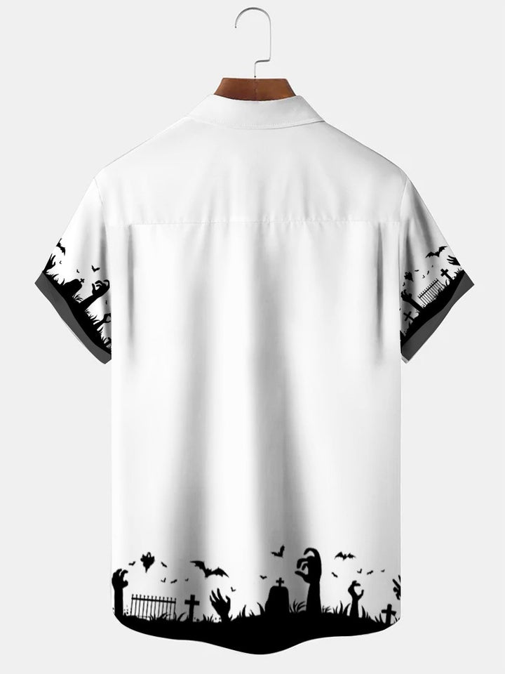 Camisa informal de manga corta con bolsillos y botones para Halloween de Alohadaddy