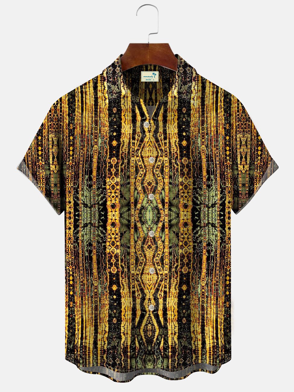 Alohadaddy Geometric Ethnic Pattern Mens Pocket Button Casual Short Sleeve Shirt