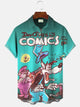 Alohadaddy Cartoon Funny Dog Men Button Pocket Casual Short Sleeve Shirt