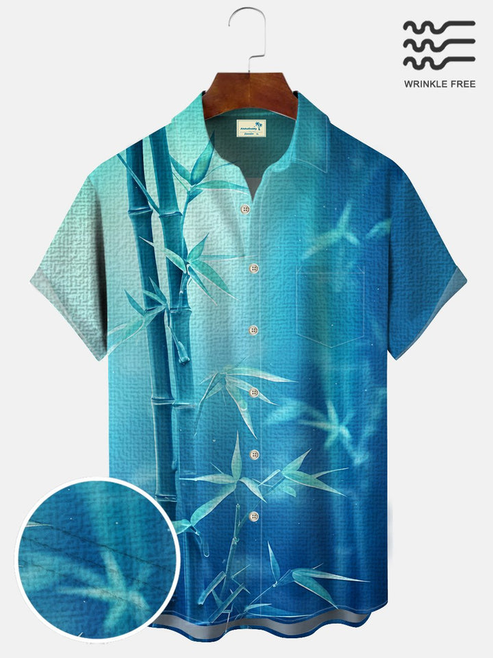 Camisa informal de manga corta para hombre, estilo años 50, con botones y bolsillos, de color degradado, estilo bolos, estilo urbano, de Alohadaddy Plant Bamboo