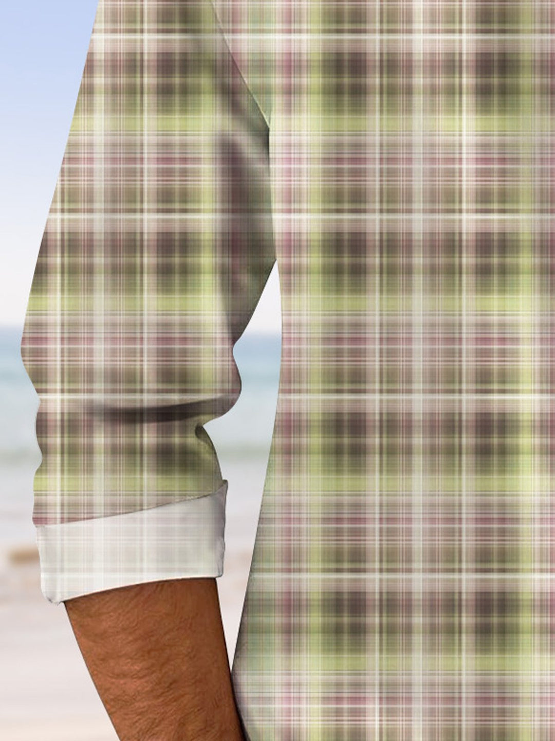 Camisa informal de manga larga con botones y bolsillos a cuadros para hombre de Alohadaddy