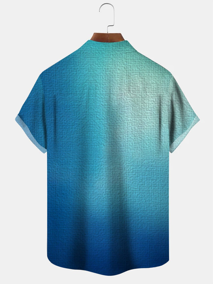 Camisa informal de manga corta para hombre, estilo años 50, con botones y bolsillos, de color degradado, estilo bolos, estilo urbano, de Alohadaddy Plant Bamboo