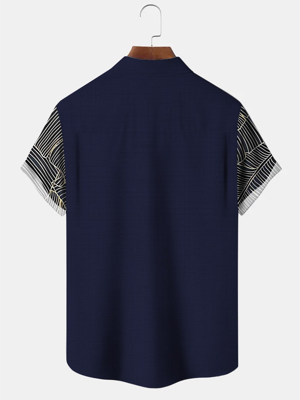 Camisa informal de manga corta para hombre, estilo años 50, con botones, bolsillos y líneas geométricas, con diseño de plantas y hojas de Alohadaddy