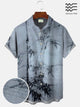 Camisa informal de manga corta con botones y bolsillo para hombre de estilo étnico de bambú de Alohadaddy
