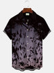 Alohadaddy Halloween Bat Night Men Pocket Button Casual Short Sleeve Shirt