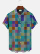 Camisa casual de manga corta con botones y bolsillo para hombre con estampado geométrico de lunares de Alohadaddy