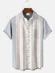 Alohadaddy Flower National Men Pocket Button Casual 50S Bowling Commuter Short Sleeve Shirt