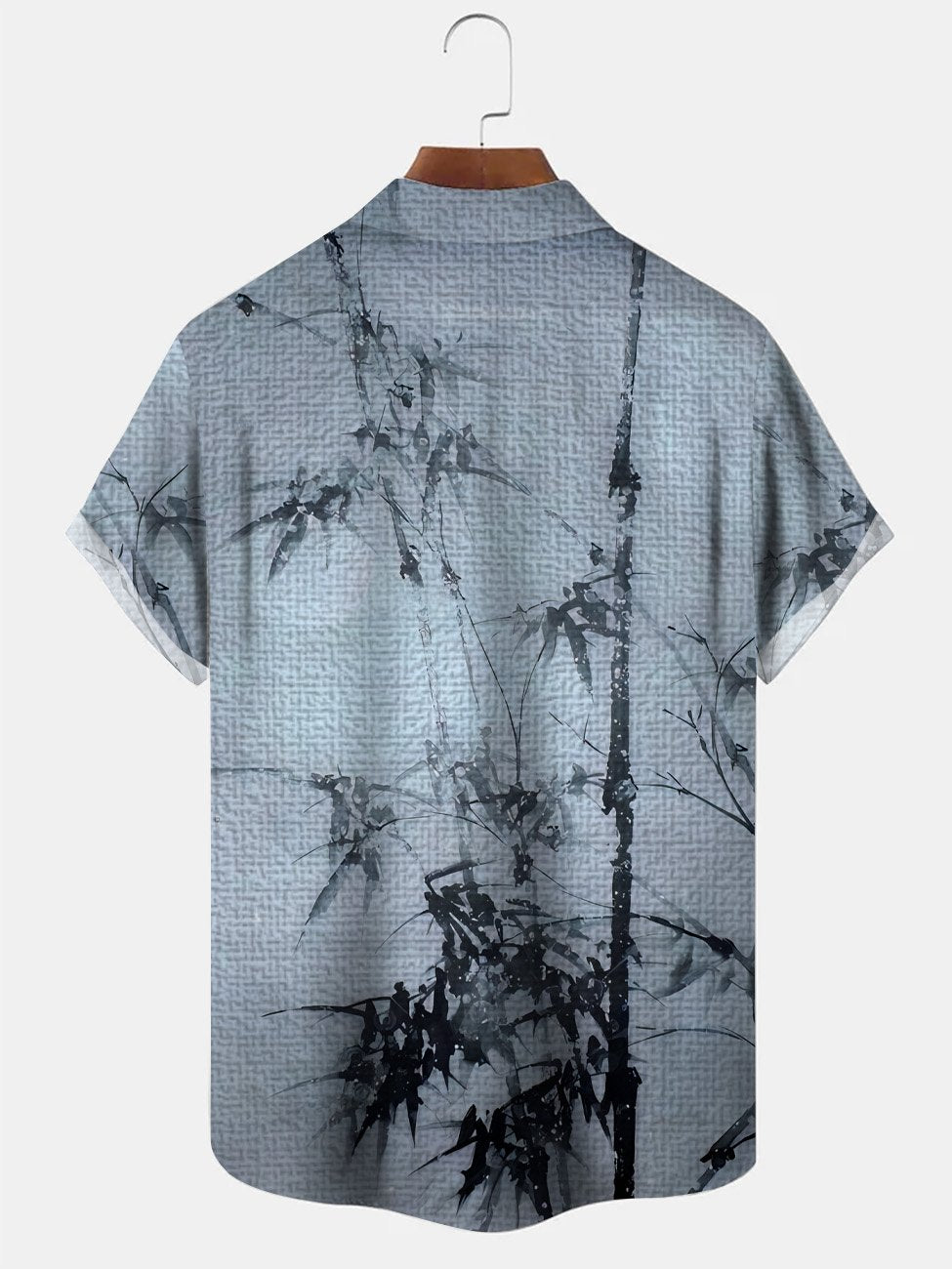 Camisa informal de manga corta con botones y bolsillo para hombre de estilo étnico de bambú de Alohadaddy