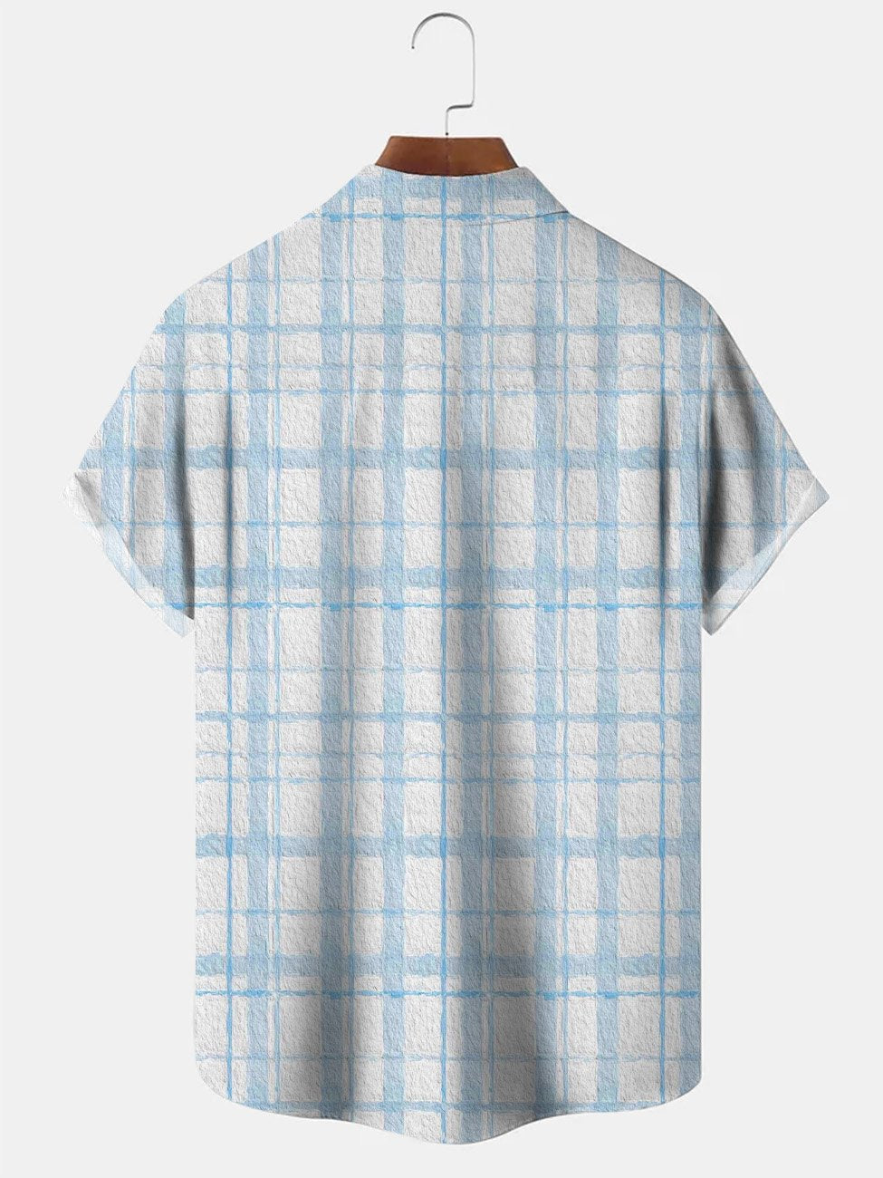 Camisa informal de manga corta con botones y bolsillo para hombre con estampado geométrico a cuadros Alohadaddy