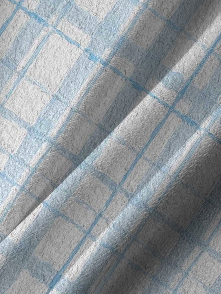 Camisa informal de manga corta con botones y bolsillo para hombre con estampado geométrico a cuadros Alohadaddy