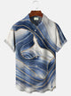 Alohadaddy Geometric Lines Men's Button Pocket Casual Short Sleeve Shirt