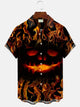 Alohadaddy Halloween Pumpkin Flame Mens Pocket Casual Short Sleeve Shirt