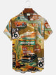 Camisa informal de manga corta con bolsillo para hombre, diseño de árbol de coco y letrero de la Ruta 66 de Alohadaddy Car Hollywood